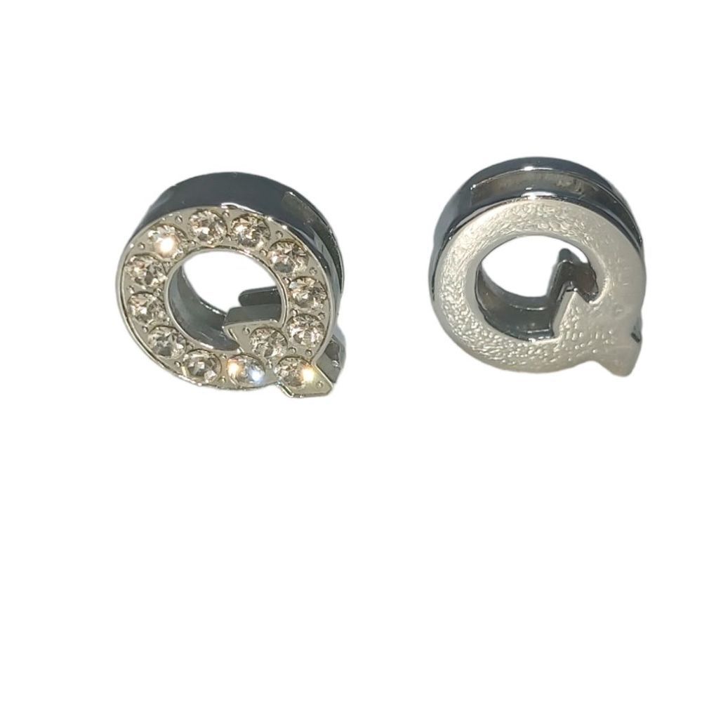 "Q" Charm With Bling Gemstones Slide on Charm